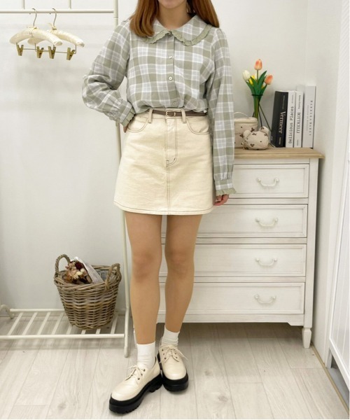 apres jour(アプレジュール)の「チェックフリルブラウス【ZOZOTOWN限定アイテム】(シャツ/ブラウス・レディース・アイボリー/カーキ/ベージュ・フリー/X-LARGE)」の15枚目の写真