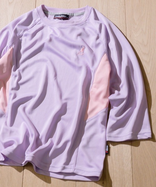 KANGOL SPORT(カンゴールスポーツ)の「【30】〔KANGOL SPORT/カンゴールスポーツ〕DRY切替7分袖Tシャツ(Tシャツ/カットソー・レディース・サックスブルー/ブラック/ホワイト/パープル・LARGE/MEDIUM/X-LARGE)」の4枚目の写真