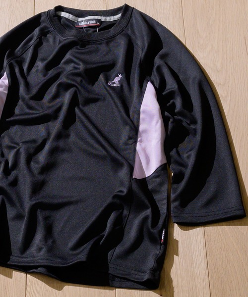 KANGOL SPORT(カンゴールスポーツ)の「【30】〔KANGOL SPORT/カンゴールスポーツ〕DRY切替7分袖Tシャツ(Tシャツ/カットソー・レディース・サックスブルー/ブラック/ホワイト/パープル・LARGE/MEDIUM/X-LARGE)」の2枚目の写真