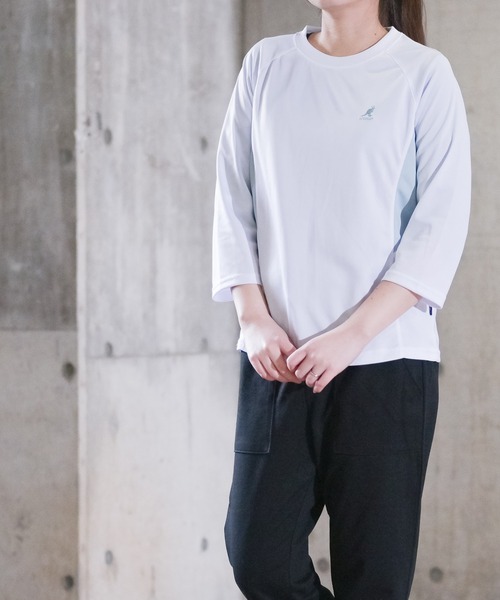 KANGOL SPORT(カンゴールスポーツ)の「【30】〔KANGOL SPORT/カンゴールスポーツ〕DRY切替7分袖Tシャツ(Tシャツ/カットソー・レディース・サックスブルー/ブラック/ホワイト/パープル・LARGE/MEDIUM/X-LARGE)」の17枚目の写真