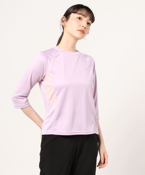 KANGOL SPORT(カンゴールスポーツ)の「【30】〔KANGOL SPORT/カンゴールスポーツ〕DRY切替7分袖Tシャツ(Tシャツ/カットソー・レディース・サックスブルー/ブラック/ホワイト/パープル・LARGE/MEDIUM/X-LARGE)」の18枚目の写真