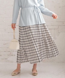 チェック柄消しプリーツスカート