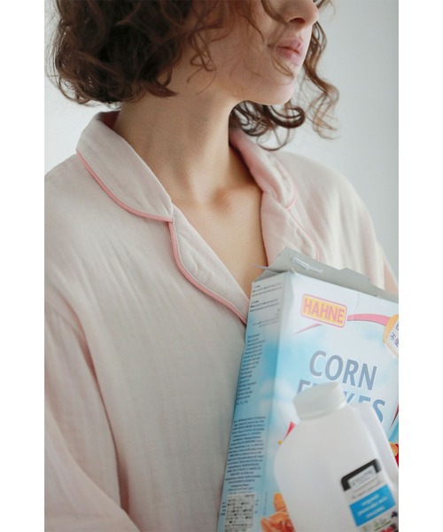 Priv. Spoons Club(プライベートスプーンズクラブ)の「コットンガーゼパジャマ/長袖トップス(トップス単品/ユニセックス)(ルームウェア/パジャマ・メンズ・グレー/サックスブルー/ライトピンク・1/2/0)」の14枚目の写真