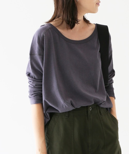 SLOBE IENA（スローブイエナ）の「Li/c 天竺ルーズロンTEE【手洗い可能】◆（Tシャツ/カットソー・レディース・ライトグレー/チャコールグレー/ブルー/ホワイト・FREE）」の3枚目の写真