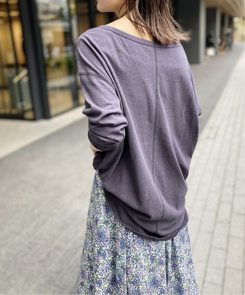 SLOBE IENA（スローブイエナ）の「Li/c 天竺ルーズロンTEE【手洗い可能】◆（Tシャツ/カットソー・レディース・ライトグレー/チャコールグレー/ブルー/ホワイト・FREE）」の14枚目の写真