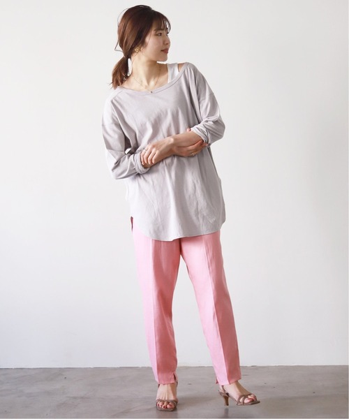 SLOBE IENA（スローブイエナ）の「Li/c 天竺ルーズロンTEE【手洗い可能】◆（Tシャツ/カットソー・レディース・ライトグレー/チャコールグレー/ブルー/ホワイト・FREE）」の18枚目の写真