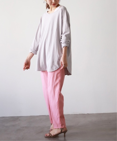 SLOBE IENA（スローブイエナ）の「Li/c 天竺ルーズロンTEE【手洗い可能】◆（Tシャツ/カットソー・レディース・ライトグレー/チャコールグレー/ブルー/ホワイト・FREE）」の19枚目の写真