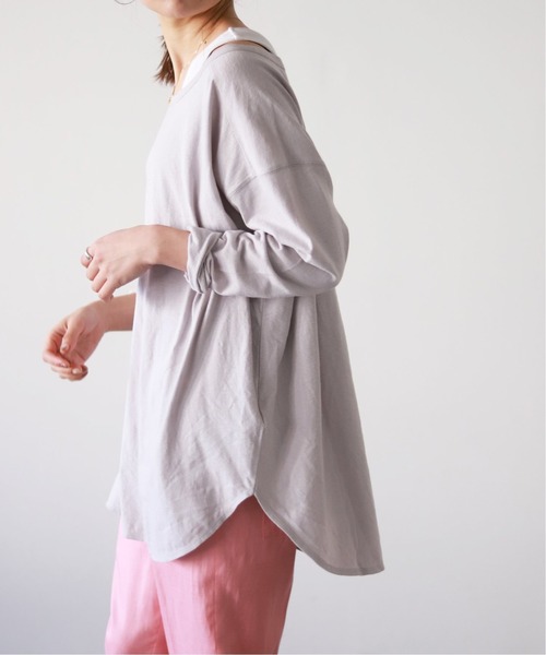 SLOBE IENA（スローブイエナ）の「Li/c 天竺ルーズロンTEE【手洗い可能】◆（Tシャツ/カットソー・レディース・ライトグレー/チャコールグレー/ブルー/ホワイト・FREE）」の21枚目の写真