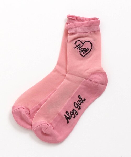algy（アルジー）の「ハートロゴシースルークルーソックス（ソックス/靴下・キッズ・ラベンダー/ピンク/ブラック・21/24）」の3枚目の写真