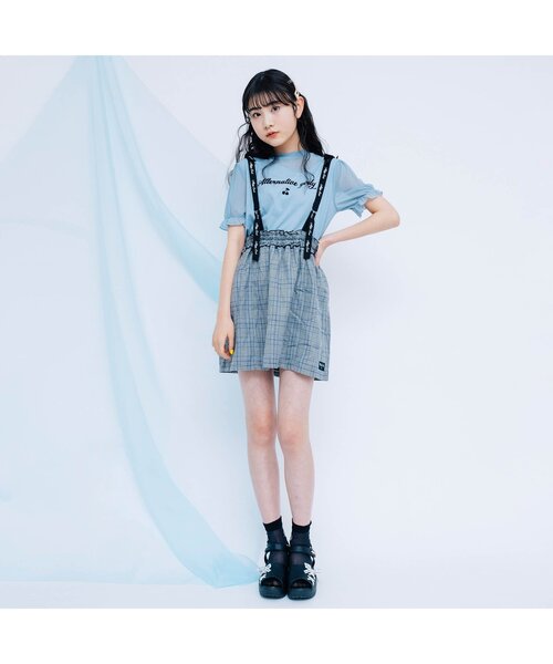 algy（アルジー）の「ハートロゴシースルークルーソックス（ソックス/靴下・キッズ・ラベンダー/ピンク/ブラック・21/24）」の5枚目の写真