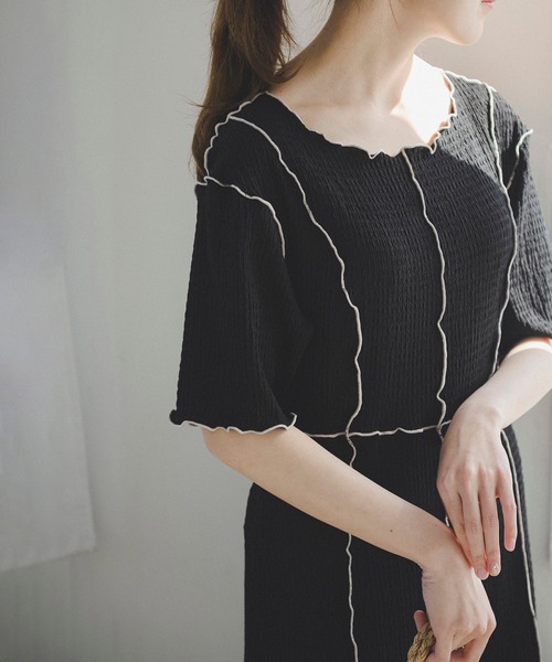 FREE'S MART（フリーズマート）の「◆配色メローシャーリングカットソーワンピース（ワンピース・レディース・ブラック/ブラック系その他・FREE）」の17枚目の写真