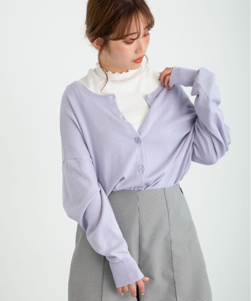 earth music&ecology（アースミュージックアンドエコロジー）の「【WEB限定】2WAYクルーネックニットカーディガン ＊（カーディガン/ボレロ・レディース・ブラック/ネイビー/ブラウン/レッド/オフホワイト/サックスブルー/ピンク/ターコイズブルー/ブルー/グリーン/ミント/マスタード/ラベンダー/ピンクベージュ/オレンジ系その他/その他8/ロイヤルブルー/ライトベージュ/チェリーレッド/ライトグレー系1/ライトグレー系2・SMALL/MEDIUM）」の14枚目の写真