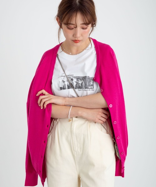 earth music&ecology（アースミュージックアンドエコロジー）の「【WEB限定】2WAYクルーネックニットカーディガン ＊（カーディガン/ボレロ・レディース・ブラック/ネイビー/ブラウン/レッド/オフホワイト/サックスブルー/ピンク/ターコイズブルー/ブルー/グリーン/ミント/マスタード/ラベンダー/ピンクベージュ/オレンジ系その他/その他8/ロイヤルブルー/ライトベージュ/チェリーレッド/ライトグレー系1/ライトグレー系2・SMALL/MEDIUM）」の16枚目の写真