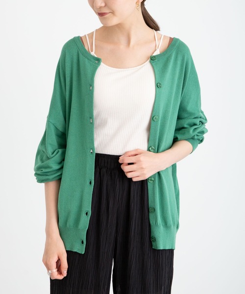 earth music&ecology（アースミュージックアンドエコロジー）の「【WEB限定】2WAYクルーネックニットカーディガン ＊（カーディガン/ボレロ・レディース・ブラック/ネイビー/ブラウン/レッド/オフホワイト/サックスブルー/ピンク/ターコイズブルー/ブルー/グリーン/ミント/マスタード/ラベンダー/ピンクベージュ/オレンジ系その他/その他8/ロイヤルブルー/ライトベージュ/チェリーレッド/ライトグレー系1/ライトグレー系2・SMALL/MEDIUM）」の7枚目の写真