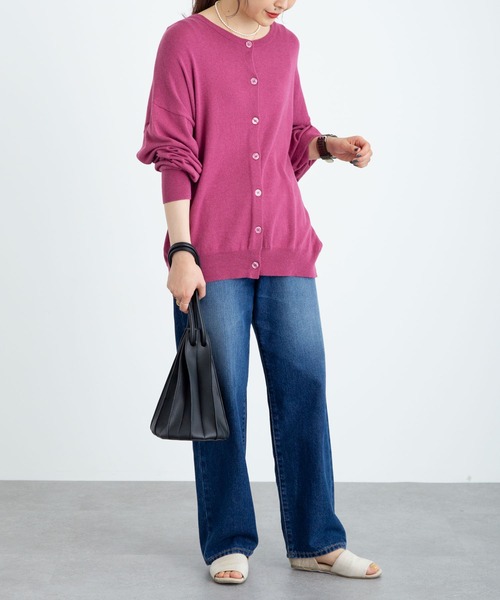 earth music&ecology（アースミュージックアンドエコロジー）の「【WEB限定】2WAYクルーネックニットカーディガン ＊（カーディガン/ボレロ・レディース・ブラック/ネイビー/ブラウン/レッド/オフホワイト/サックスブルー/ピンク/ターコイズブルー/ブルー/グリーン/ミント/マスタード/ラベンダー/ピンクベージュ/オレンジ系その他/その他8/ロイヤルブルー/ライトベージュ/チェリーレッド/ライトグレー系1/ライトグレー系2・SMALL/MEDIUM）」の22枚目の写真