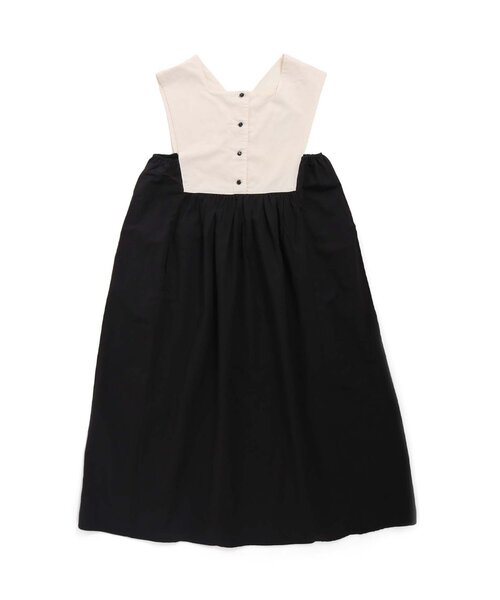 Otonato（オトナト）の「前後2WAY'バイカラーエプロンワンピース_ママ【親子でおそろいリンクコーデ】（ワンピース・レディース・ベージュ/チャコール・MEDIUM）」の2枚目の写真