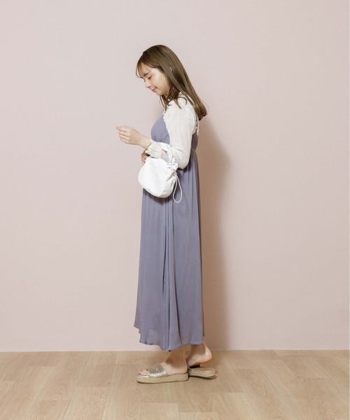 flower（フラワー）の「ギャザーハンドルバッグ（ハンドバッグ・レディース・ホワイト/ブルー・FREE）」の3枚目の写真