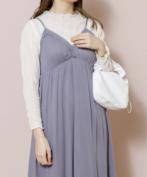 flower（フラワー）の「ギャザーハンドルバッグ（ハンドバッグ・レディース・ホワイト/ブルー・FREE）」の5枚目の写真