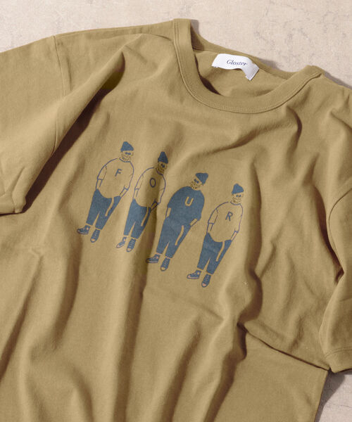 GLOSTER（グロスター）の「バックプリント/前面プリント/ワンポイントロゴ　イラストデザイン　クルーネック半袖Tシャツ（Tシャツ/カットソー・メンズ・ベージュ/オフホワイト/サックスブルー・M/L/XL）」の2枚目の写真