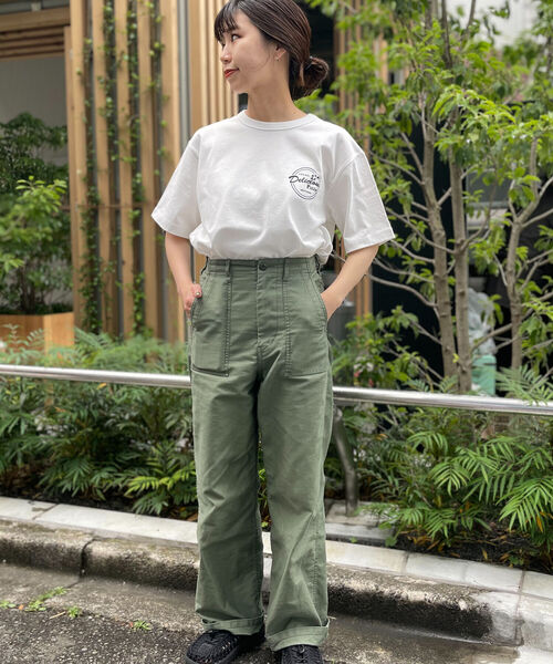 GLOSTER（グロスター）の「バックプリント/前面プリント/ワンポイントロゴ　イラストデザイン　クルーネック半袖Tシャツ（Tシャツ/カットソー・メンズ・ベージュ/オフホワイト/サックスブルー・M/L/XL）」の8枚目の写真