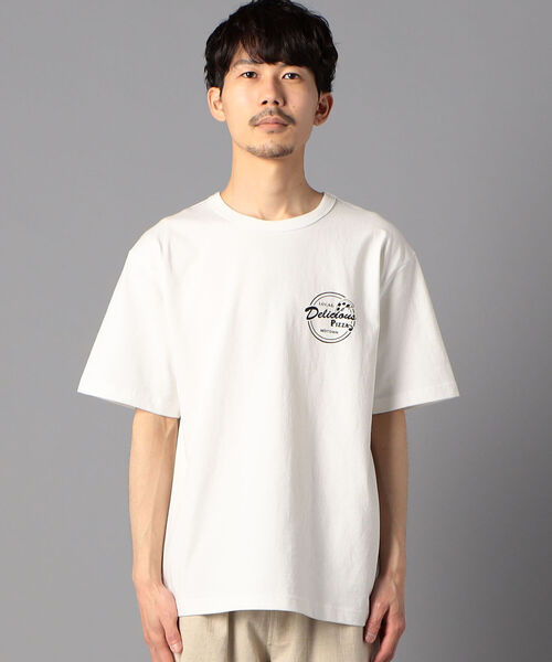 GLOSTER（グロスター）の「バックプリント/前面プリント/ワンポイントロゴ　イラストデザイン　クルーネック半袖Tシャツ（Tシャツ/カットソー・メンズ・ベージュ/オフホワイト/サックスブルー・M/L/XL）」の6枚目の写真