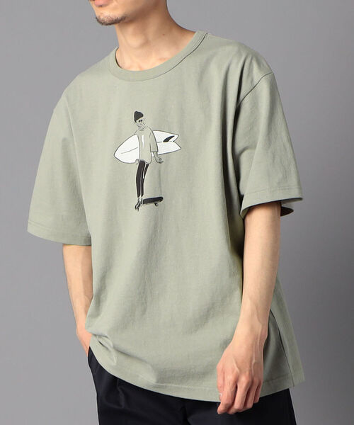 GLOSTER（グロスター）の「バックプリント/前面プリント/ワンポイントロゴ　イラストデザイン　クルーネック半袖Tシャツ（Tシャツ/カットソー・メンズ・ベージュ/オフホワイト/サックスブルー・M/L/XL）」の20枚目の写真