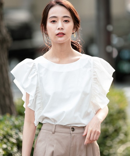 Andemiu(アンデミュウ)の「ソデフリルブラウス948031(シャツ/ブラウス・レディース・ブラック/オフホワイト/オレンジ・FREE)」の11枚目の写真