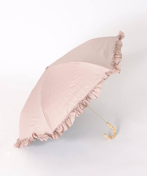 pink trick / ピンクトリック】フリル完全遮光3段折りたたみ傘(晴雨