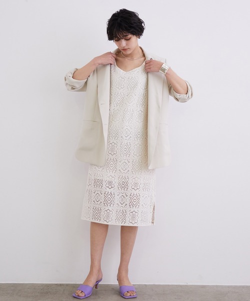 amomento ホワイト ワンピース ADAM ET ROPÉ FEMME(アダム エ ロペ ファム) / フォルムニット