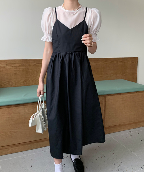 emi+（エミプラス）の「シアーブラウスバックリボンキャミワンピース（ワンピース・レディース・ホワイト/ブラック/ネイビー・FREE）」の10枚目の写真