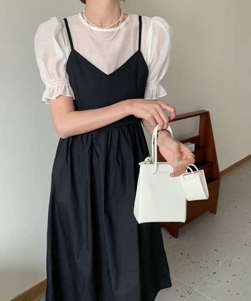 emi+（エミプラス）の「シアーブラウスバックリボンキャミワンピース（ワンピース・レディース・ホワイト/ブラック/ネイビー・FREE）」の11枚目の写真