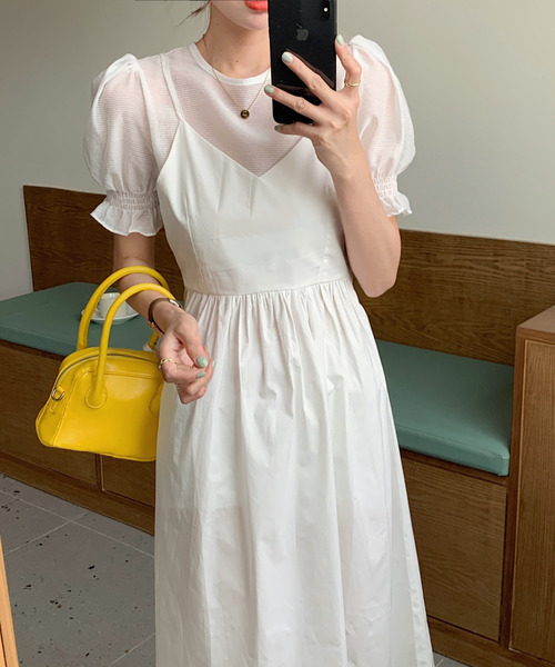 emi+（エミプラス）の「シアーブラウスバックリボンキャミワンピース（ワンピース・レディース・ホワイト/ブラック/ネイビー・FREE）」の13枚目の写真