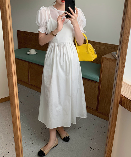 emi+（エミプラス）の「シアーブラウスバックリボンキャミワンピース（ワンピース・レディース・ホワイト/ブラック/ネイビー・FREE）」の14枚目の写真