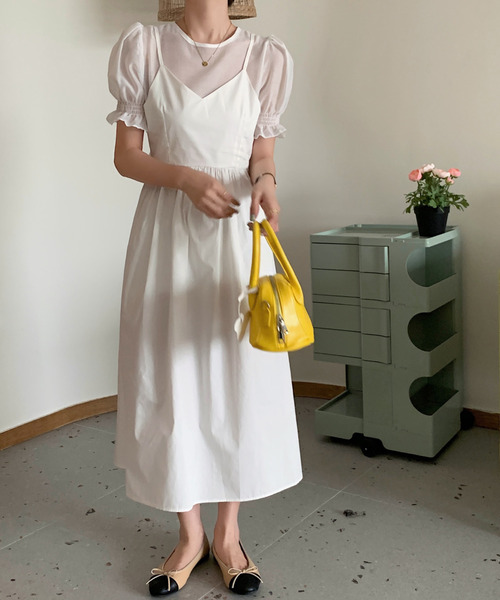 emi+（エミプラス）の「シアーブラウスバックリボンキャミワンピース（ワンピース・レディース・ホワイト/ブラック/ネイビー・FREE）」の15枚目の写真