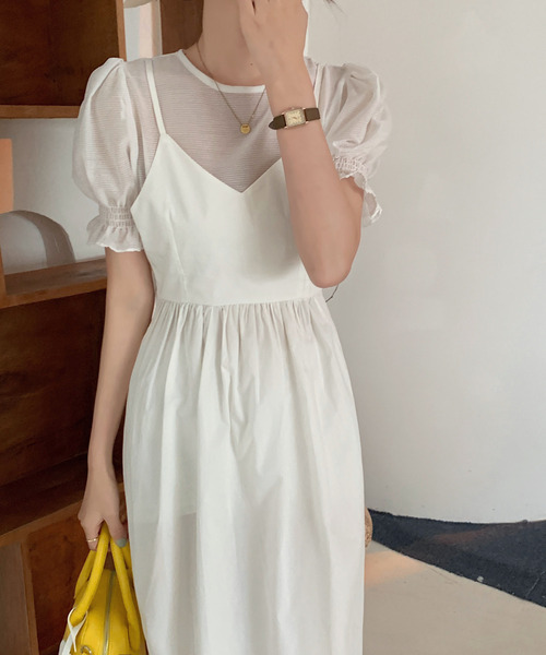 emi+（エミプラス）の「シアーブラウスバックリボンキャミワンピース（ワンピース・レディース・ホワイト/ブラック/ネイビー・FREE）」の17枚目の写真