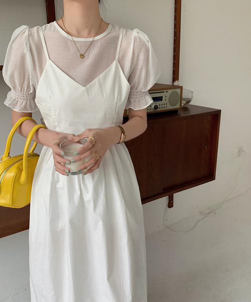 emi+（エミプラス）の「シアーブラウスバックリボンキャミワンピース（ワンピース・レディース・ホワイト/ブラック/ネイビー・FREE）」の19枚目の写真