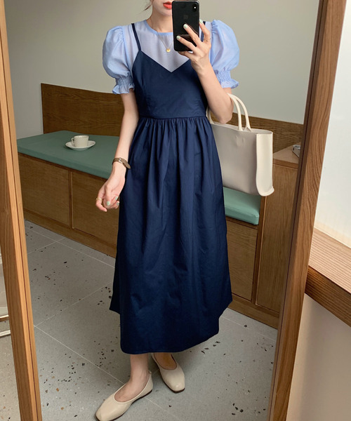 emi+（エミプラス）の「シアーブラウスバックリボンキャミワンピース（ワンピース・レディース・ホワイト/ブラック/ネイビー・FREE）」の21枚目の写真