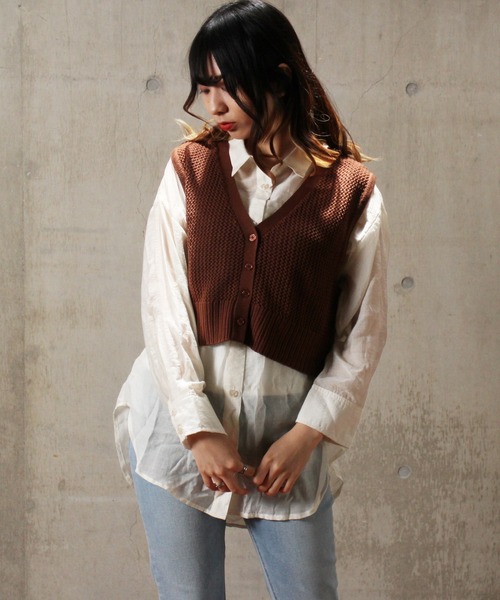 one way(ワンウェイ)の「【oneway】メッシュニットベスト(ベスト・レディース・ブラック/ベージュ/ライトブラウン・FREE)」の18枚目の写真