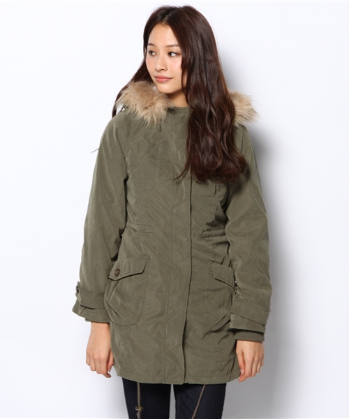 one after another NICE CLAUP（ワンアフターアナザーナイスクラップ）の「【ナイスクラップ】ライナー付きモッズコート（モッズコート・レディース・カーキ/ブラック・FREE）」の9枚目の写真