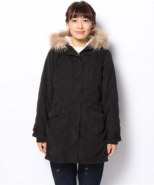 one after another NICE CLAUP（ワンアフターアナザーナイスクラップ）の「【ナイスクラップ】ライナー付きモッズコート（モッズコート・レディース・カーキ/ブラック・FREE）」の3枚目の写真