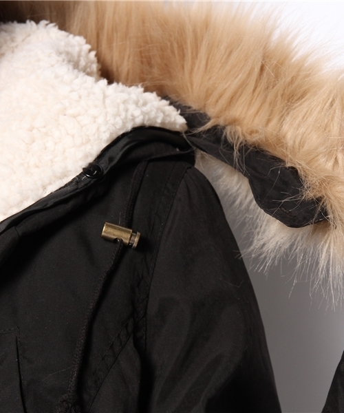 one after another NICE CLAUP（ワンアフターアナザーナイスクラップ）の「【ナイスクラップ】ライナー付きモッズコート（モッズコート・レディース・カーキ/ブラック・FREE）」の13枚目の写真