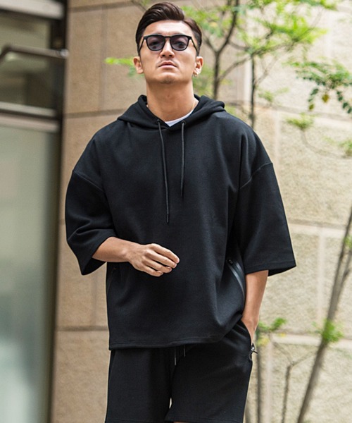 『CavariA/キャバリア』止水ジップサイドポケット付き半袖プルオーバーパーカー（パーカー）｜SILVER BULLET（シルバーバレット）