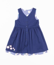 KP | ストレッチツイルとビエラストライプ花プリントのリバーシブルジャンパースカート(110-130cm)(ジャンパースカート)