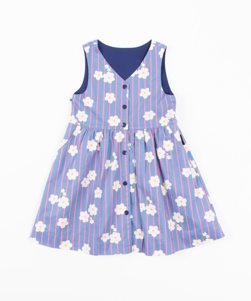 KP（ケーピー）の「ストレッチツイルとビエラストライプ花プリントのリバーシブルジャンパースカート(110-130cm)（ジャンパースカート・キッズ・ベージュ/ブルー系その他・110cm/120cm/130cm）」の7枚目の写真