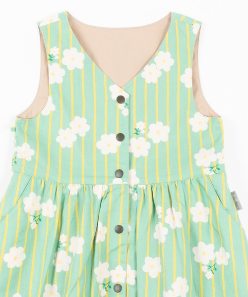 KP（ケーピー）の「ストレッチツイルとビエラストライプ花プリントのリバーシブルジャンパースカート(110-130cm)（ジャンパースカート・キッズ・ベージュ/ブルー系その他・110cm/120cm/130cm）」の8枚目の写真