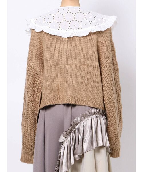 merry jenny(メリージェニー)の「lace collarケーブルニットカーディガン(カーディガン/ボレロ・レディース・アイボリー/ブラック/ベージュ・FREE)」の10枚目の写真