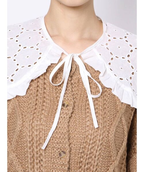 merry jenny(メリージェニー)の「lace collarケーブルニットカーディガン(カーディガン/ボレロ・レディース・アイボリー/ブラック/ベージュ・FREE)」の12枚目の写真
