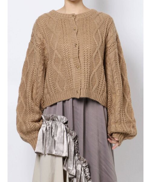 merry jenny(メリージェニー)の「lace collarケーブルニットカーディガン(カーディガン/ボレロ・レディース・アイボリー/ブラック/ベージュ・FREE)」の14枚目の写真