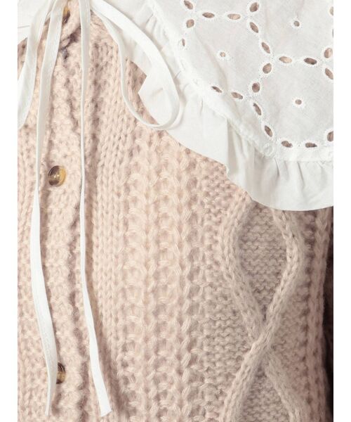 merry jenny(メリージェニー)の「lace collarケーブルニットカーディガン(カーディガン/ボレロ・レディース・アイボリー/ブラック/ベージュ・FREE)」の9枚目の写真