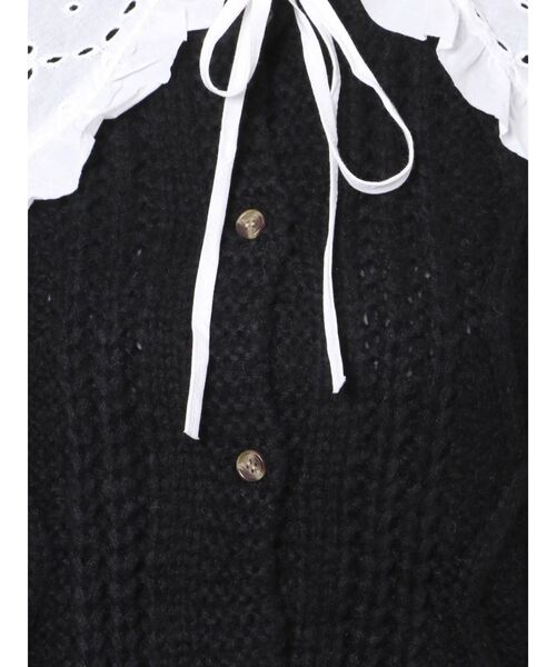 merry jenny(メリージェニー)の「lace collarケーブルニットカーディガン(カーディガン/ボレロ・レディース・アイボリー/ブラック/ベージュ・FREE)」の7枚目の写真